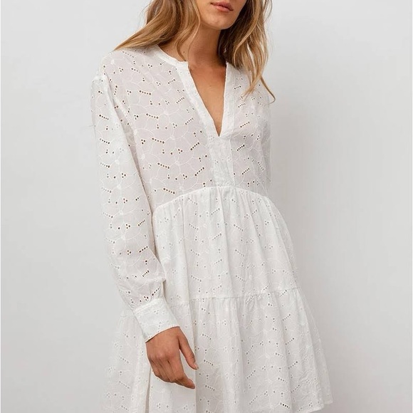 Rails Dresses & Skirts - RAILS White Eyelet Long-Sleeve Peasant Dress-NWOT